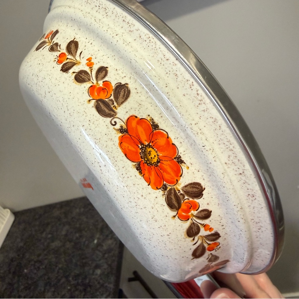 Vintage 1970 Sanko Ware Show Pans Porcelain Enamel Saucepan Made in Japan